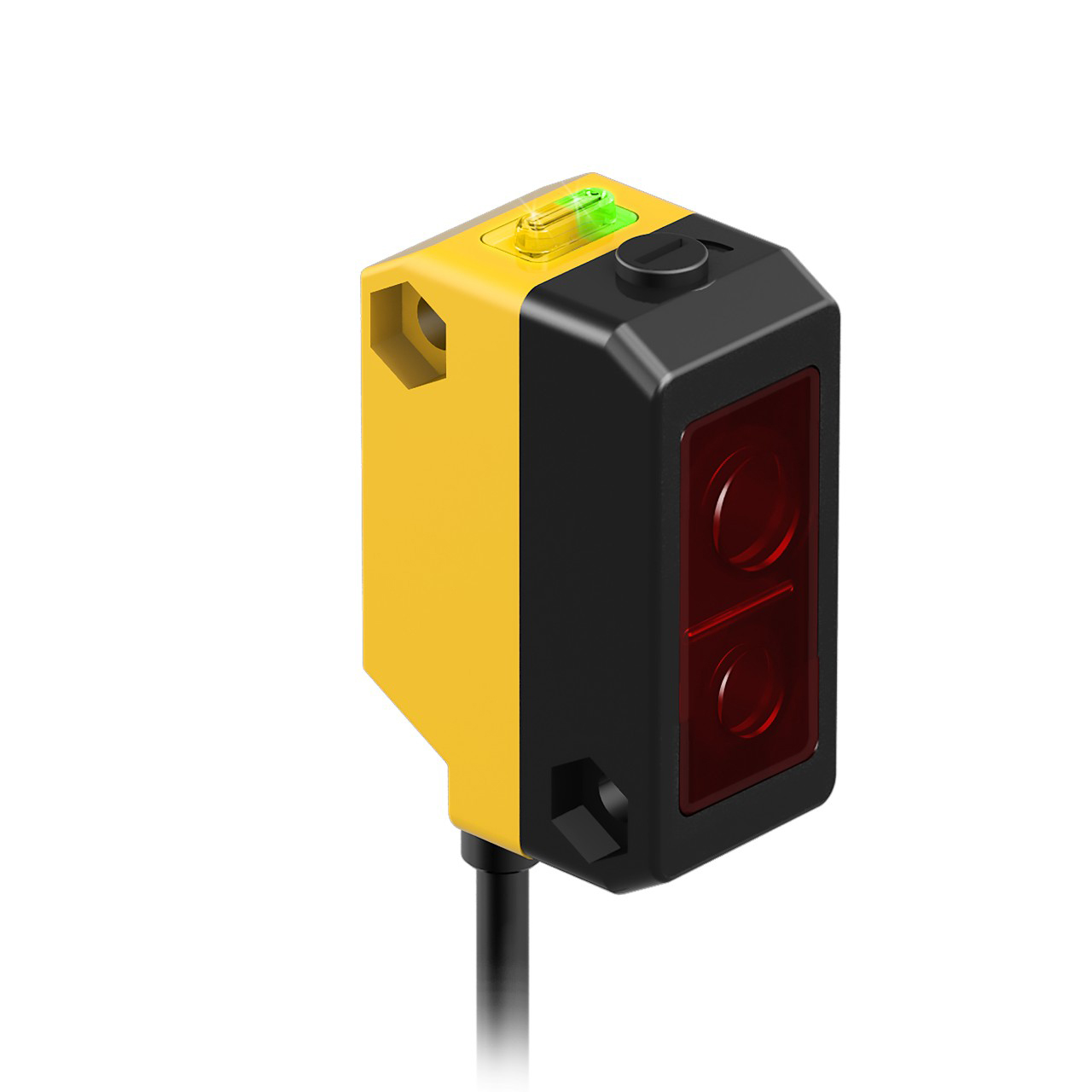 Banner Engineering Photoelectric Sensor; Adjustable-Field Background Suppression; Rectangular; 15-40mm Range; 10-30VDC; NPN; LO/DO Configurable; 2m Potted Cable